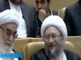 واکنش جالب رئیس قوه قضايیه هنگامی که روحانی از مدرک حقوق‌اش صحبت میکند!