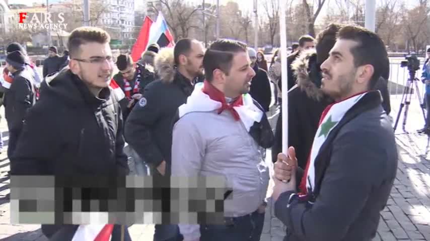 تظاهرات حمایتی از سوریه در مسکو و تلاش حامیان تل‌آویو برای اخلال